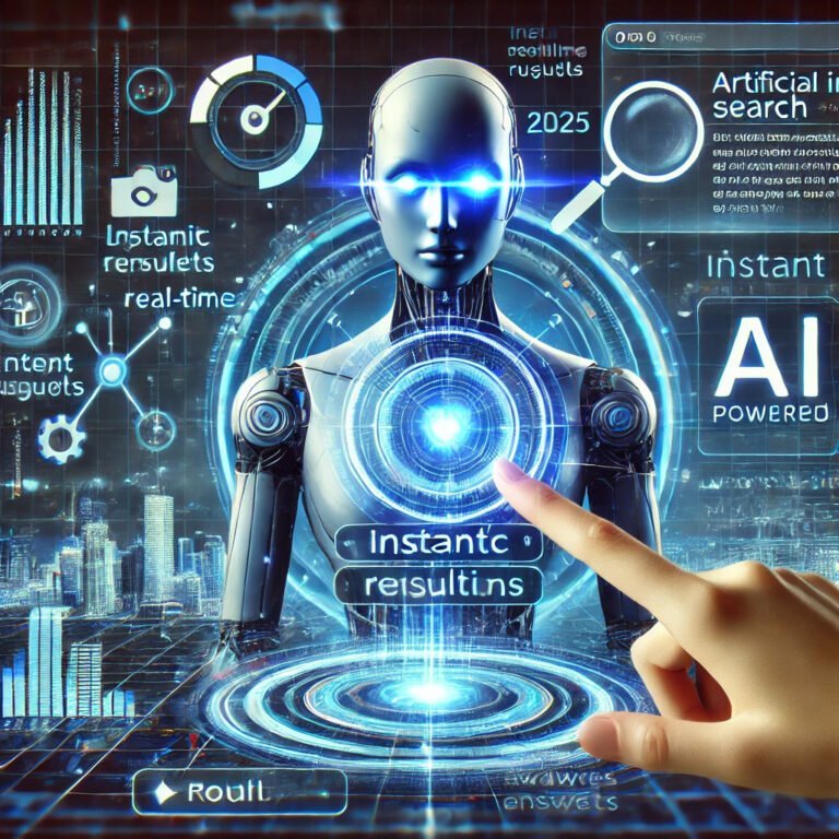 DALL·E 2025-03-16 15.27.56 - A futuristic digital illustration showcasing how artificial intelligence is transforming search in 2025. The image features an advanced AI-powered sea